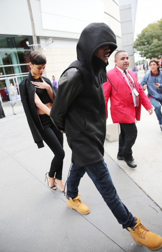 Rihanna and Chris Brown leave the Staples Centre together
