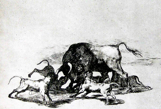 Combate entre bestias, grabado del siglo XIX