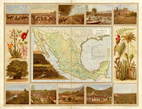 Mapa de México dibujado por el geógrafo Antonio García Cubas a mediados del siglo XIX que da cuenta de su gran biodiversidad