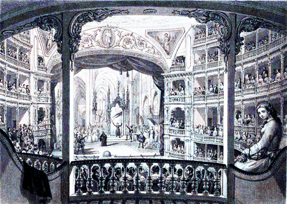 Interior de un teatro de principios del siglo XIX