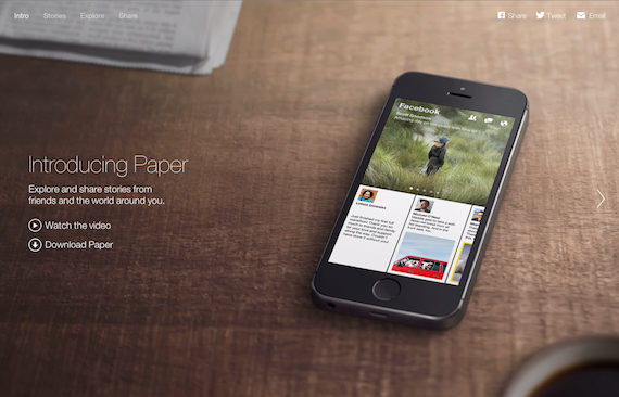 Al igual que otras aplicaciones similares, Paper le da prioridad al contenido, facilitando la lectura. Foto: Facebook