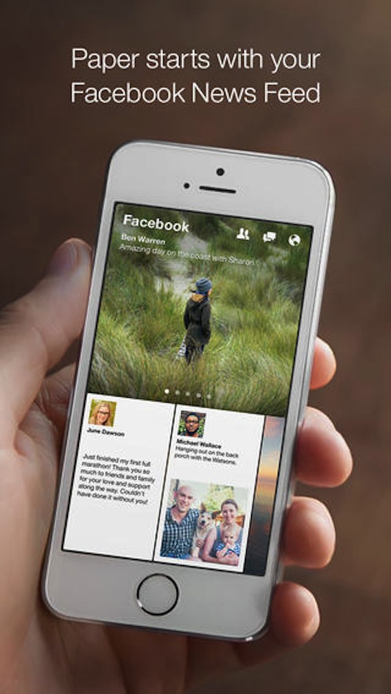 Paper permite visualizar los contenidos que se comparten en Facebook como si se tratara de una revista personalizada. Foto: Facebok
