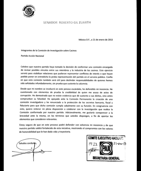 Carta Comisión Casinos