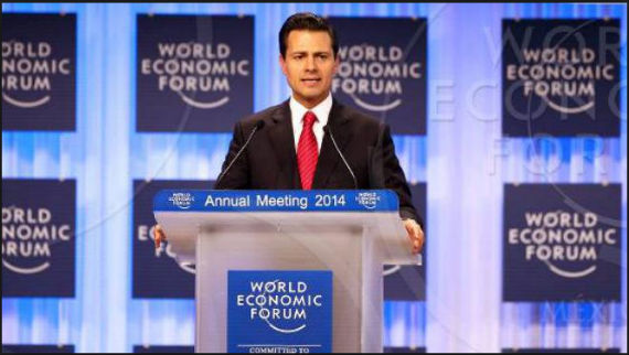Peña Nieto encontró en el pasado Foro de Davos el espacio para vanderle al mundo sus reformas estructurales. Foto: Notimex