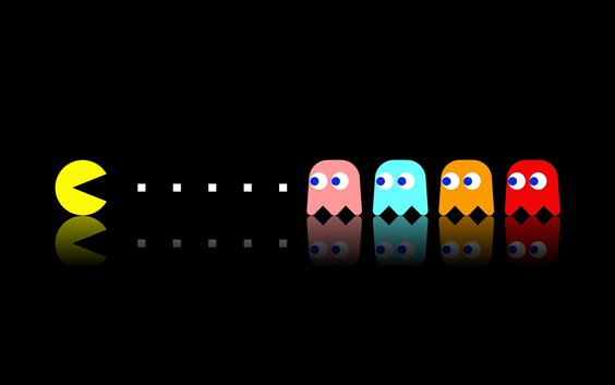 Pac-Man y sus cuatro coloridos amigos.