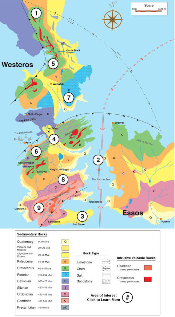 El blog de geologos y diseñadores de Stanford recreó la eras geológicas del planeta de Juego de Tronos. Foto: Generation Anthropocene