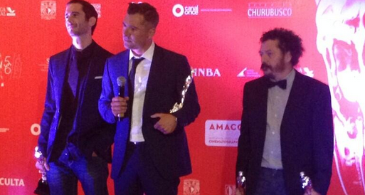 Ganadores a Mejor sonido Matías Barberis, Raúl Locatelli y Jaime Backsht de La jaula de oro. Foto: @IMCINE