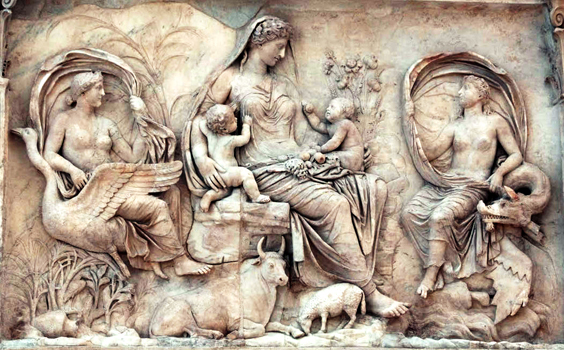 La diosa griega Gea en un monumento romano que data de entre los años 13 y el 19 a. C.