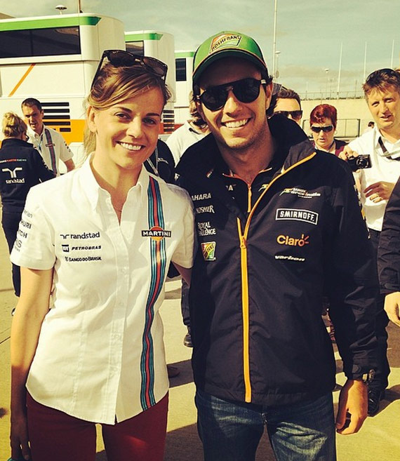 Sergio Pérez y la piloto Susie Wolff. Foto: Instagram del piloto Sergio Pérez