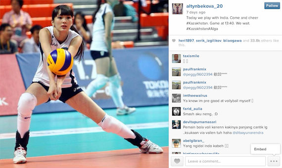 Altynbekova causó furor recientemente en Taiwan. Foto: Instagram