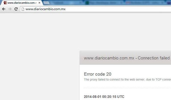El sitio del Diario Cambio recibió durante tres días ataques. Foto vía Twitter.