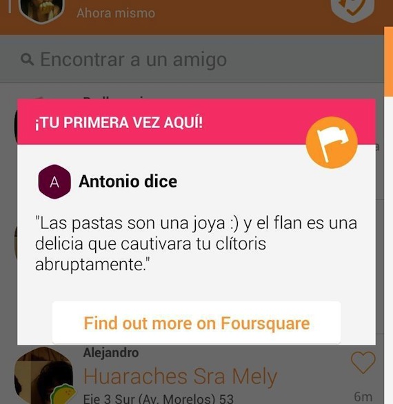Desde conciertos hasta garnachas. La versatilidad de Foursquare es amplia en México. Foto: Screenshot