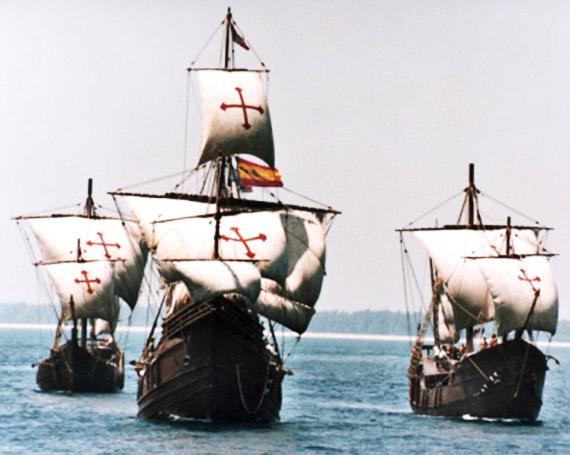 El viaje trasatlántico a bordo de las tres carabelas.