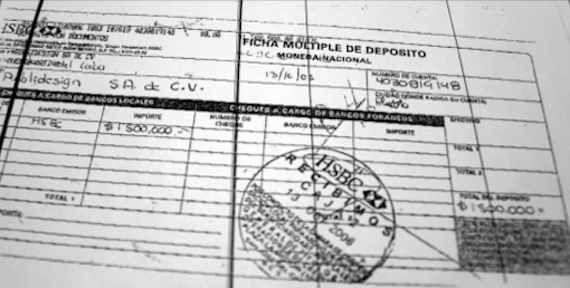 Una de las fichas de deposito en la operación de compra-venta de más de 2 mil hectáreas en Isla Magdalena. Foto: Zeta especial para SinEmbargo.