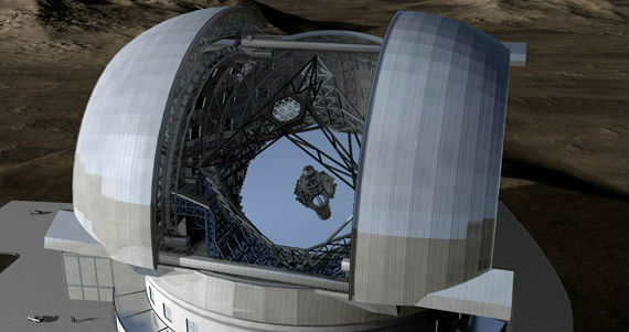 El E-ELT tendrá un lente óptico de 39 metros y estará ubicado en la cima del Cerro Armazones en el desierto chileno de Atacama Foto: European Southern Observatory