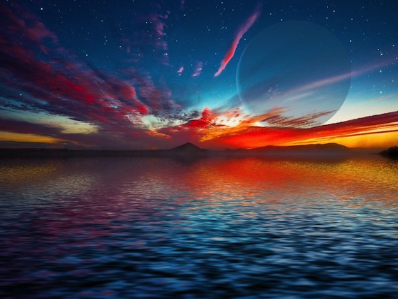 Esta interpretación artística muestra un planeta gigante gaseoso similar a Júpiter que se levanta sobre un océano alienígena. Foto: David A. Aguilar, CfA