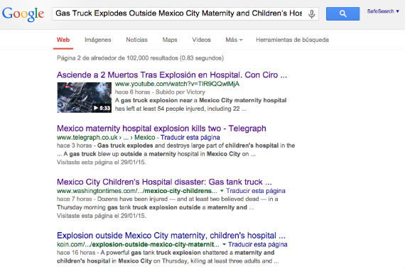 La búsqueda en Google de una frase en inglés arrojó 102 mil resultados. Foto: Especial.