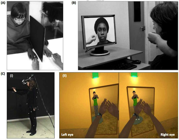 Los experimentos demostraron que al enañar al cerebro con un "intercambio de cuerpo" se puede aumentar el integracionismo. Foto: Trends in Cognitive Sciences