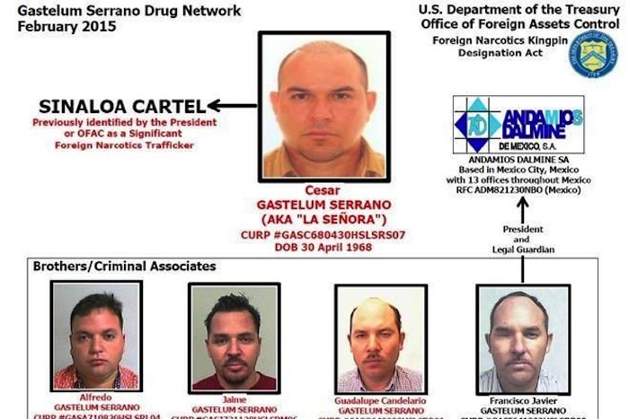 Estados Unidos anunció la inclusión del mexicano Francisco Javier Gastelum Serrano en su lista de narcotraficantes internacionales. Foto: Departamento del Tesoro
