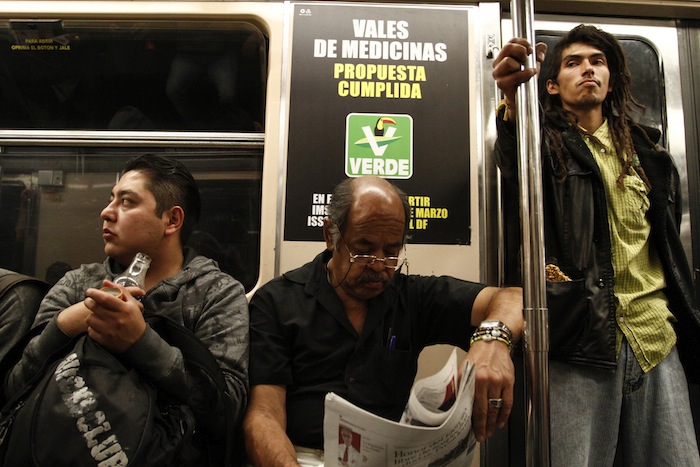 Publicidad del PVEM en el Metro de la Ciudad de México. Foto: Cuartoscuro