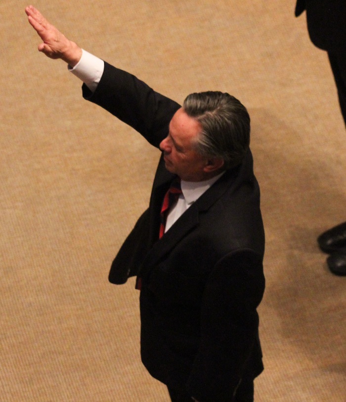 La toma de protesta. Foto: Ariana Pérez, SinEmbargo.