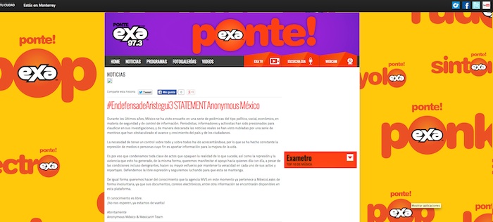 Anonymoys México hackea Exa Foto: Screenshot