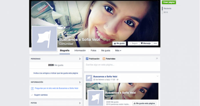 A la joven inexistente la nombraron "Sofía Velzi" y con ella sostuvieron un engaño que duró más de un año, hasta que fingieron su desaparición. Foto: Facebook