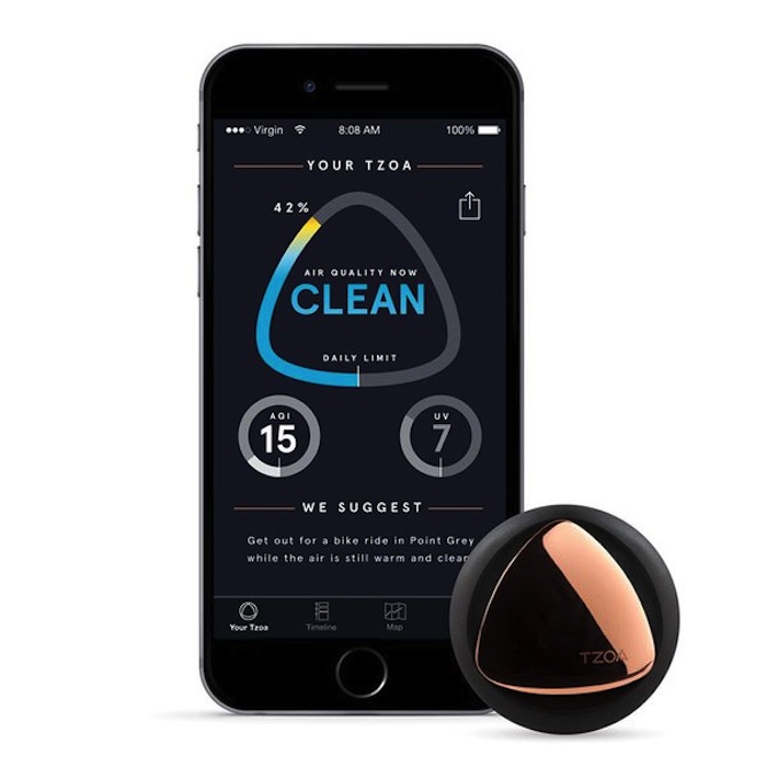 Además de su diseño, TZOA permite seguir de cerca la contaminación del aire y los niveles de humedad en el ambiente. Foto: TZOA