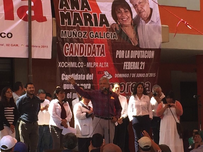 Hoy en la gira de AMLO en Milpa Alta Foto: @mario_delgado1