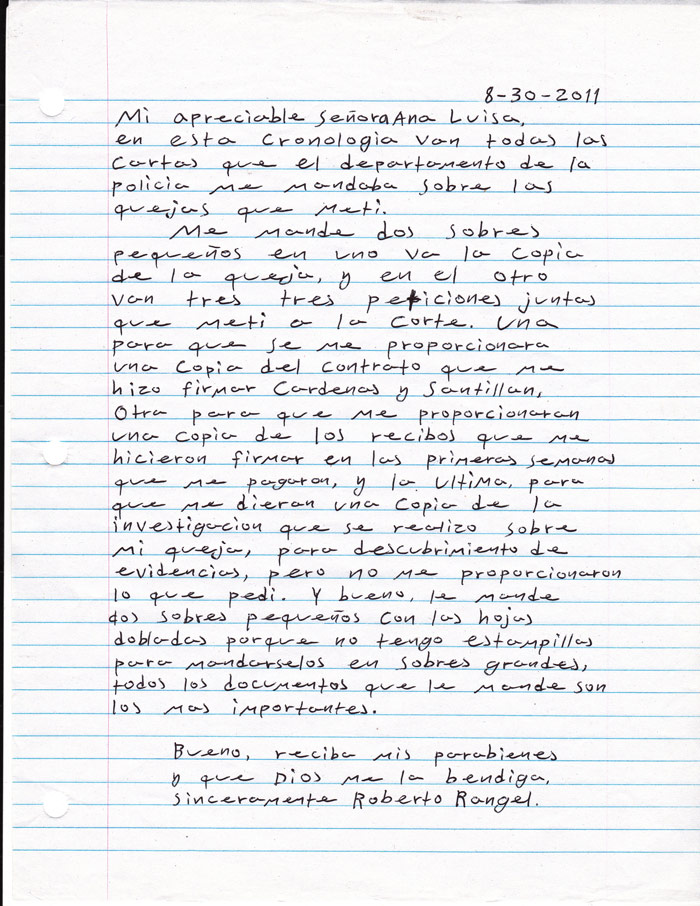 Otra carta del mexicano para la autora. Imagen: Archivo de la autora.