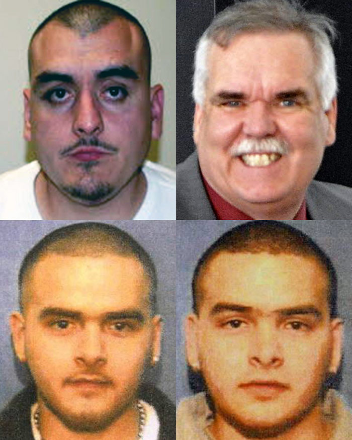 El asesino, el policía corrupto y, abajo, los gemelos Flores: Gobierno de Estados Unidos