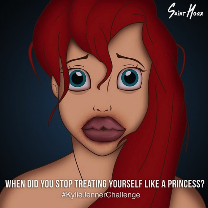 Ilustración de parodia de reto #KylieJennerChallenge Foto: sainthoaxSeguir