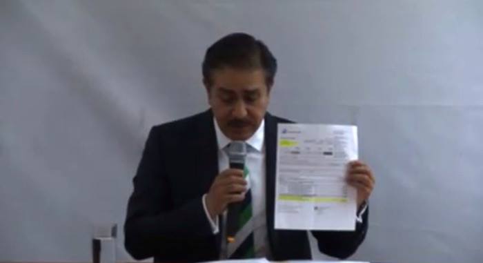 Apolinar Mena Vargas, titular de la Secretaría de Comunicaciones del Edomex. Foto tomada de video de la conferencia de hoy