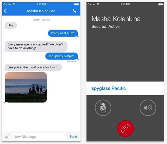 Signal, de Open Whisper Systems, además de ofrecer a los usuarios de iOS llamadas de voz a través de canales seguros, también proporciona mensajería de texto. Foto: ElDiario.es