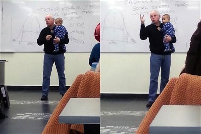 Sydney Engelberg no sólo logró calmar al infante, sino continuar con naturalidad el resto de su clase en la Universidad Hebrea de Jerusalén