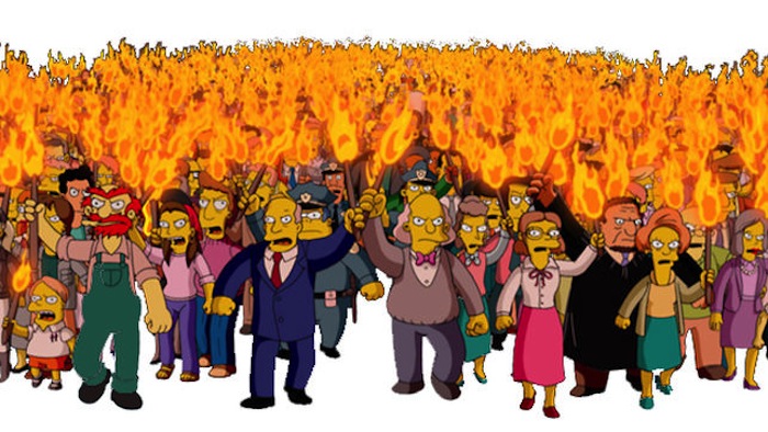 La Springfield Angry Mob, la masa enfurecida que aparece en la película de los Simpson. Foto: 20th Century Fox