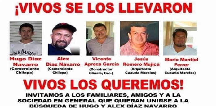 Sólo fueron encontrado los cuerpos de dos empresarios secuestrados en Chilapa, Guerrero. Foto: Twitter.