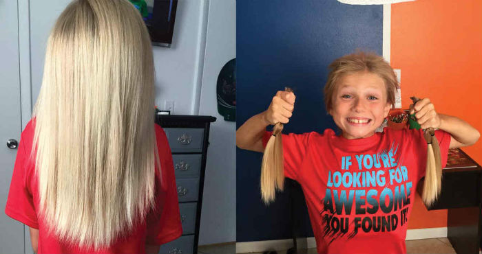 El menor que nació en Florida tomó la decisión de dejarse el cabello largo tras enterarse de un caso de un joven que se quedó calvo a causa de la quimioterapia. Foto: Facebook