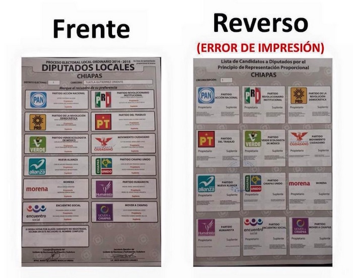 Imágenes de las supuestas boletas impresas por ambos lados que circulan en las redes sociales. Foto: Twitter @MarthaTagle