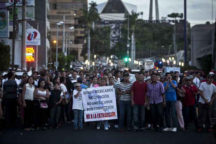 Una marcha a favor del Chapo Guzmán en Culiacán, el año pasado. Foto: Cuartoscuro