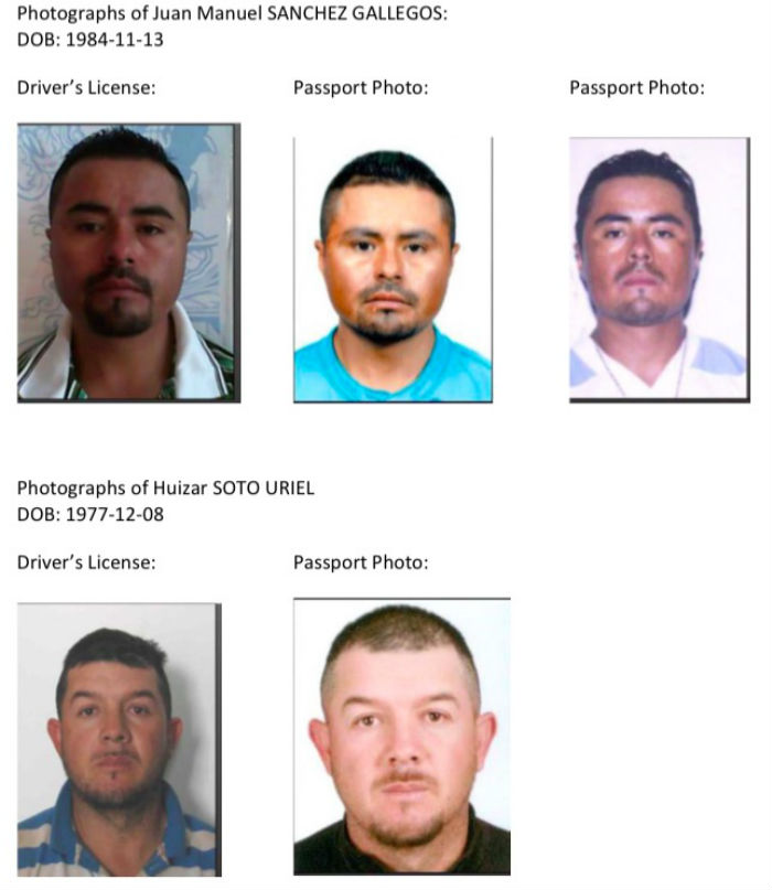 Fotos de Juan Manuel Sánchez Gallegos, (arriba), y Huizar Soto Uriel (abajo), dos de los cuatro hombres que presuntamente desaparecieron el 26 de junio. Imagen: RCMP