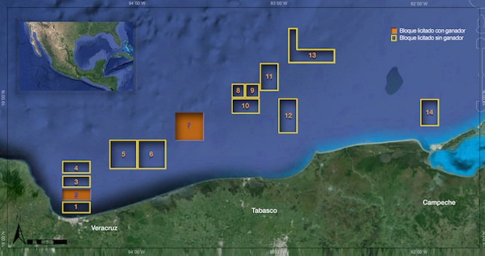 Bloque dos y siete asignados a un consorcio. Foto: Comisión Nacional de Hidrocarburos