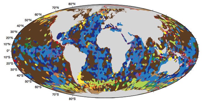Mapa de la distribución de los sedimentos en el fondo marino una vez ejecutado el algoritmo. Foto: A. Dutkiewicz