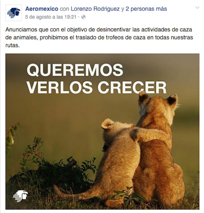 "Queremos verlos crecer". Foto: Facebook Aeroméxico.