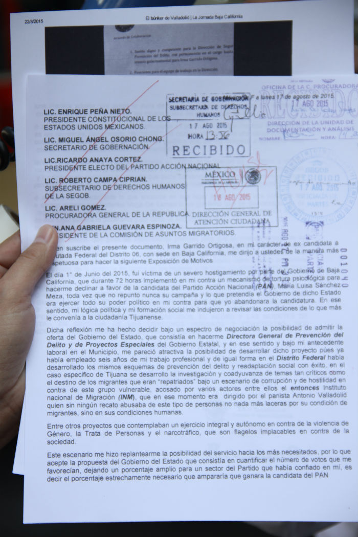 Parte de la documentación presentada por la ex candidata. Foto: Luis Barrón