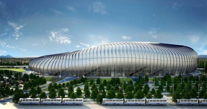 Maqueta del Estadio de Futbol Monterrey en el municipio de Guadalupe. Foto: Rayados