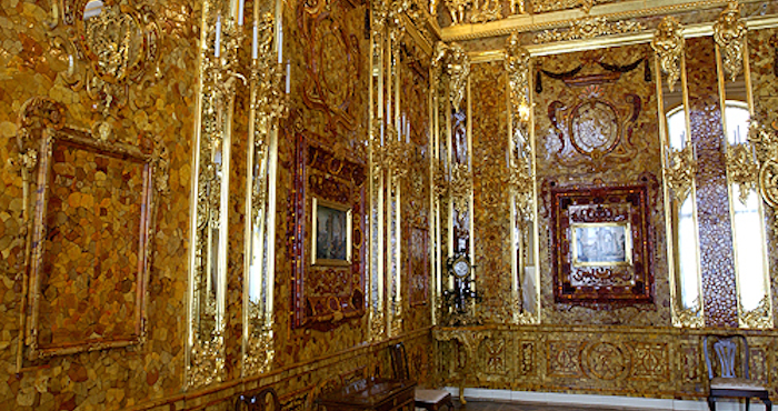 Reconstrucción de la Cámara de Ámbar en el Palacio de Catalina de Tsárskoye Seló (cerca de San Petersburgo). Foto: Ministerio de Cultura San Petersburgo