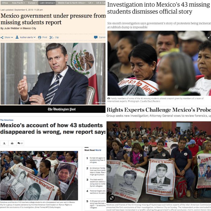 Algunos de los artículos de la prensa extranjera sobre el informe del GIEI de la CIDH.