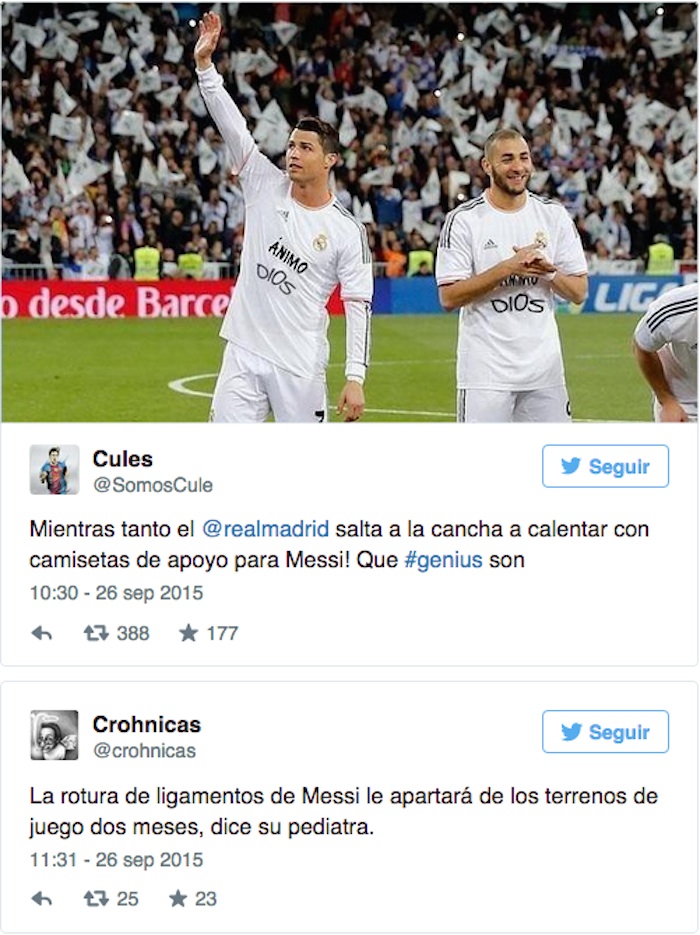 Las redes sociales se llenan de memes ante lesión de Lionel Messi. Foto: Captura de pantalla.