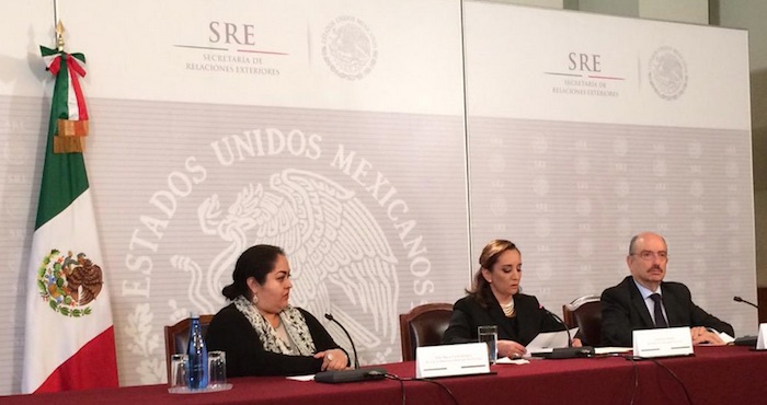 La Canciller mexicana en la conferencia de prensa de esta mañana. Foto: Twitter @SRE_mx 
